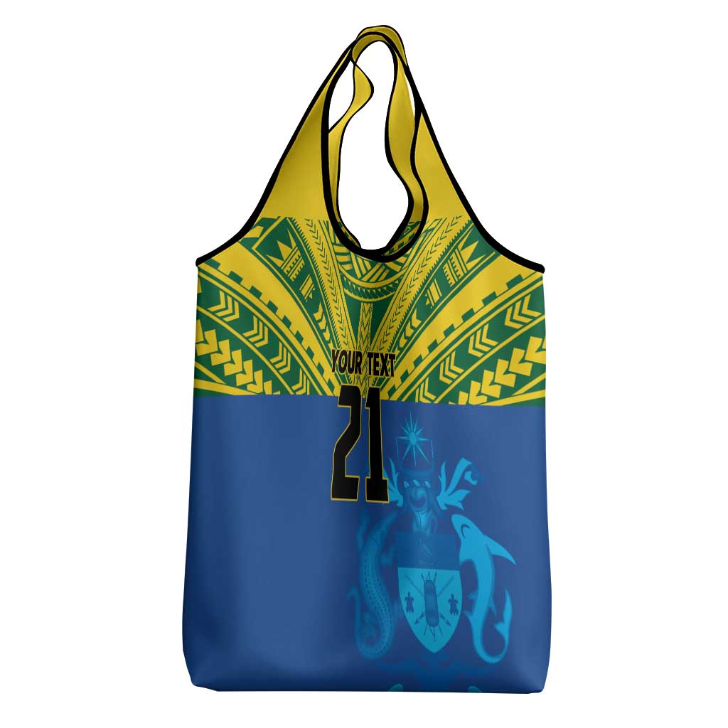 Solomon Islands Rugby Custom Grocery Bag Simple Coat of arm Polynesian Pattern LT9 - Polynesian Pride