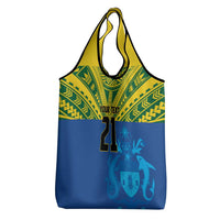 Solomon Islands Rugby Custom Grocery Bag Simple Coat of arm Polynesian Pattern LT9 - Polynesian Pride