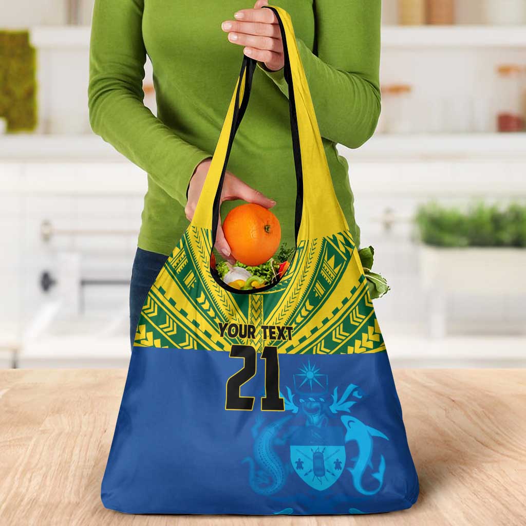 Solomon Islands Rugby Custom Grocery Bag Simple Coat of arm Polynesian Pattern LT9 - Polynesian Pride