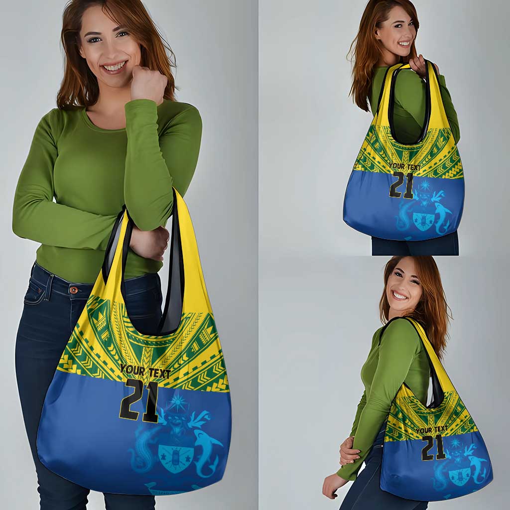 Solomon Islands Rugby Custom Grocery Bag Simple Coat of arm Polynesian Pattern LT9 - Polynesian Pride