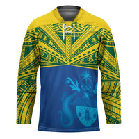 Solomon Islands Rugby Custom Hockey Jersey Simple Coat of arm Polynesian Pattern - Polynesian Pride