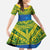 Solomon Islands Rugby Custom Kid Short Sleeve Dress Simple Coat of arm Polynesian Pattern