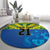 Solomon Islands Rugby Custom Round Carpet Simple Coat of arm Polynesian Pattern