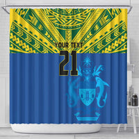 Solomon Islands Rugby Custom Shower Curtain Simple Coat of arm Polynesian Pattern LT9 - Polynesian Pride
