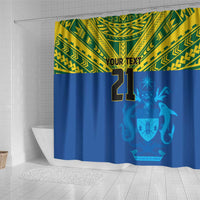 Solomon Islands Rugby Custom Shower Curtain Simple Coat of arm Polynesian Pattern LT9 - Polynesian Pride