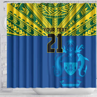 Solomon Islands Rugby Custom Shower Curtain Simple Coat of arm Polynesian Pattern LT9 - Polynesian Pride