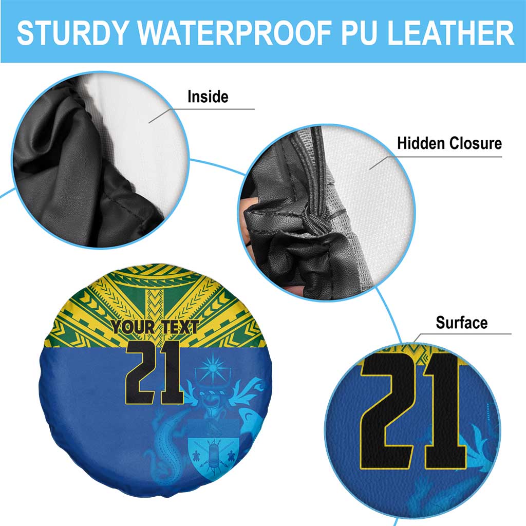 Solomon Islands Rugby Custom Spare Tire Cover Simple Coat of arm Polynesian Pattern