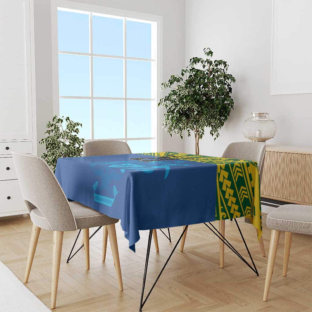 Solomon Islands Rugby Custom Tablecloth Simple Coat of arm Polynesian Pattern