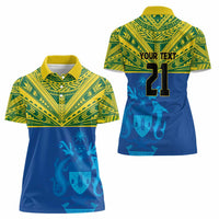 Solomon Islands Rugby Custom Women Polo Shirt Simple Coat of arm Polynesian Pattern