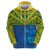 Solomon Islands Rugby Custom Zip Hoodie Simple Coat of arm Polynesian Pattern