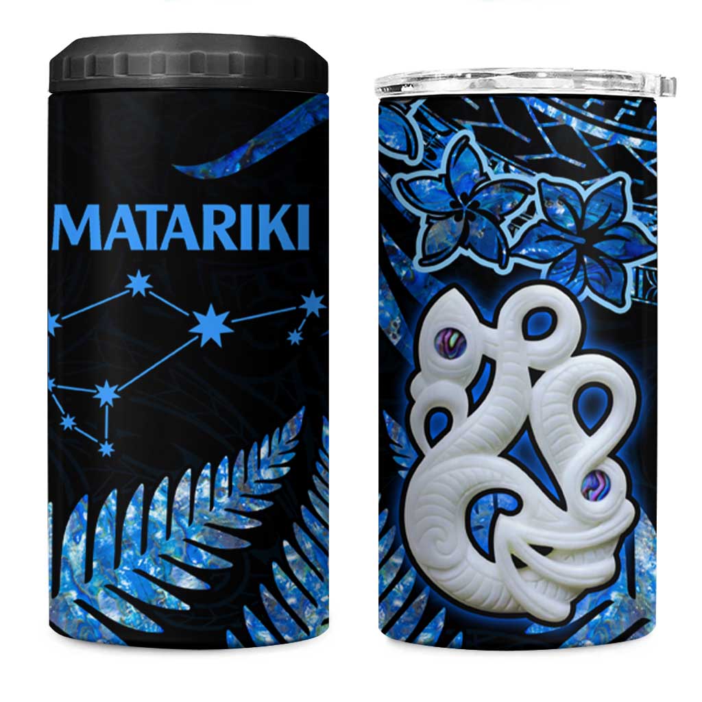 Matariki New Zealand 4 in 1 Can Cooler Tumbler Maori Manaia with Paua Shell - Blue LT9 One Size: 16 oz Blue - Polynesian Pride