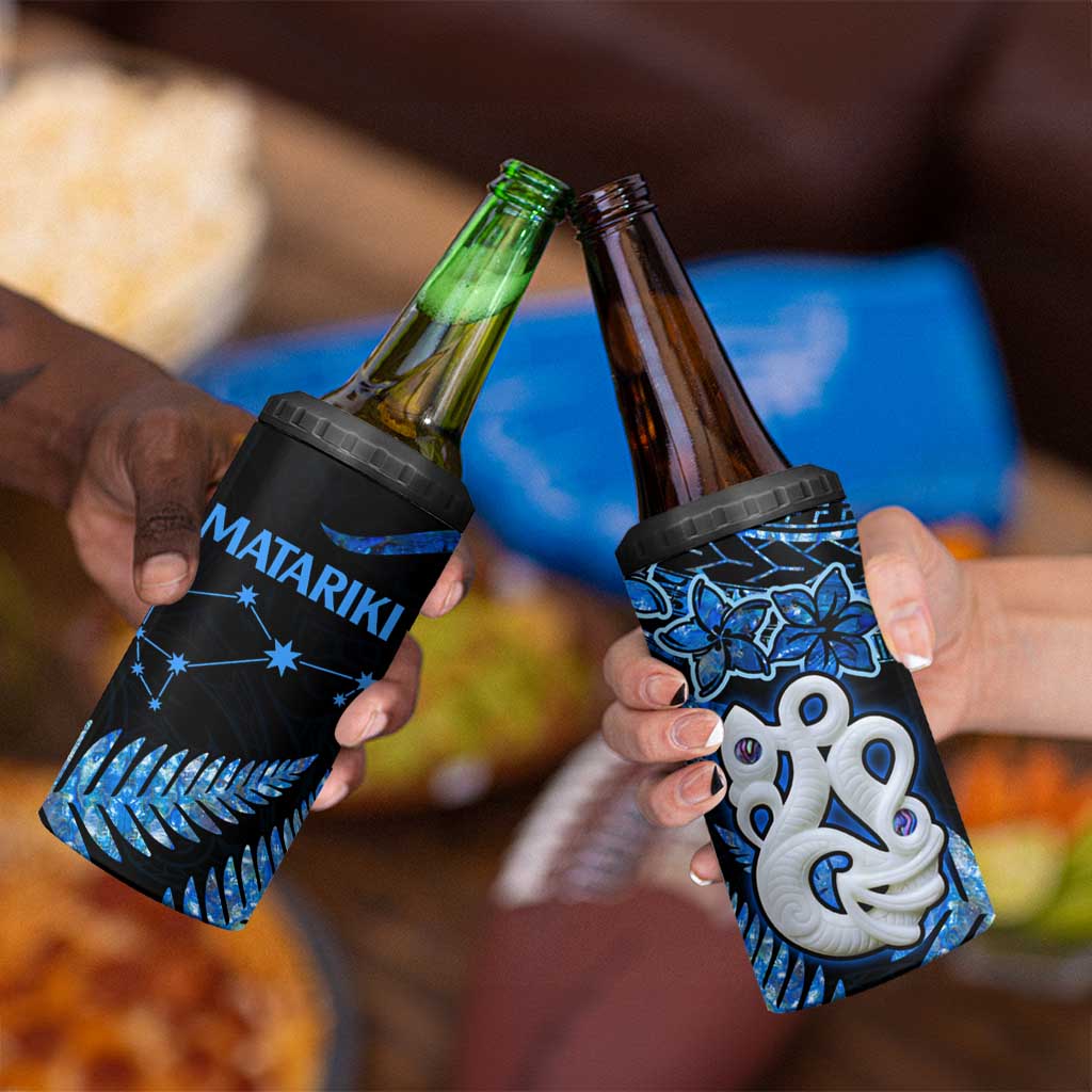 Matariki New Zealand 4 in 1 Can Cooler Tumbler Maori Manaia with Paua Shell - Blue LT9 - Polynesian Pride