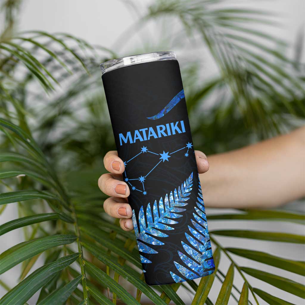 Matariki New Zealand Skinny Tumbler Maori Manaia with Paua Shell - Blue LT9 - Polynesian Pride