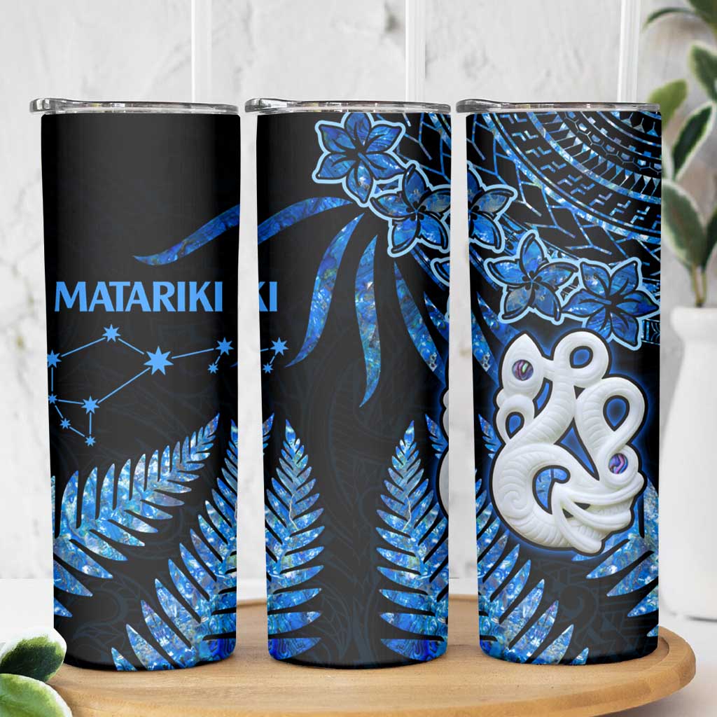 Matariki New Zealand Skinny Tumbler Maori Manaia with Paua Shell - Blue LT9 - Polynesian Pride