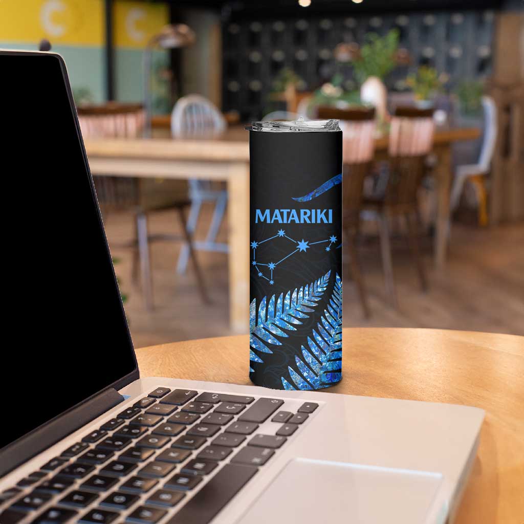 Matariki New Zealand Skinny Tumbler Maori Manaia with Paua Shell - Blue LT9 - Polynesian Pride