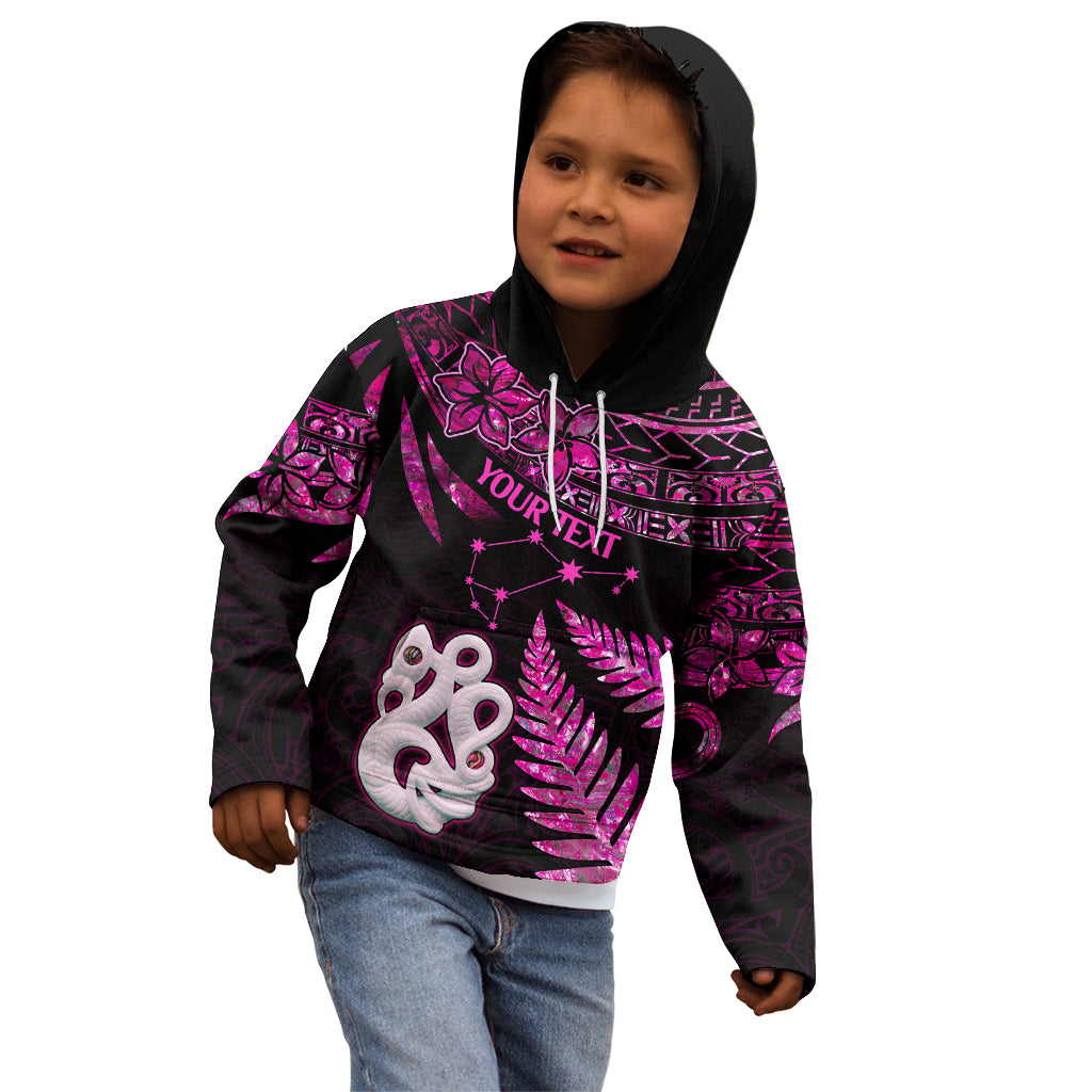 Custom New Zealand Kid Hoodie Matariki NZ Manaia with Paua Shell - Pink LT9 - Polynesian Pride