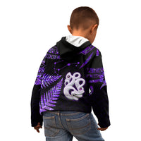 New Zealand Kid Hoodie Matariki NZ Manaia with Paua Shell - Purple LT9 - Polynesian Pride
