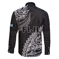 Fiji Rugby Family Matching Long Sleeve Bodycon Dress and Hawaiian Shirt Kaiviti Fijian Tribal World Cup Black LT9 - Polynesian Pride