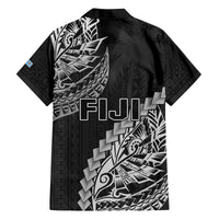 Fiji Rugby Family Matching Off Shoulder Long Sleeve Dress and Hawaiian Shirt Kaiviti Fijian Tribal World Cup Black LT9 - Polynesian Pride