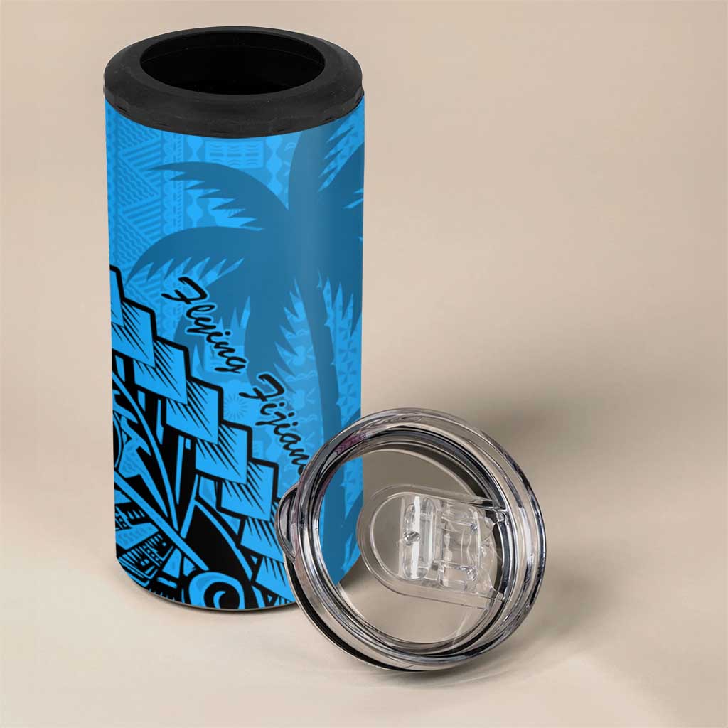 Blue Fiji Rugby 4 in 1 Can Cooler Tumbler Kaiviti Fijian Tribal World Cup LT9 - Polynesian Pride