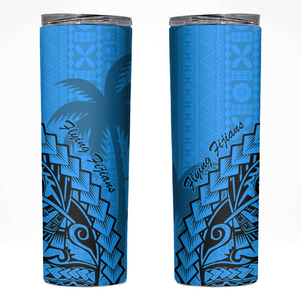 Blue Fiji Rugby Skinny Tumbler Kaiviti Fijian Tribal World Cup LT9 Blue - Polynesian Pride