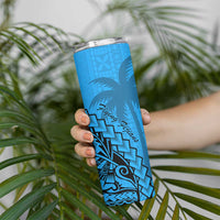 Blue Fiji Rugby Skinny Tumbler Kaiviti Fijian Tribal World Cup LT9 - Polynesian Pride