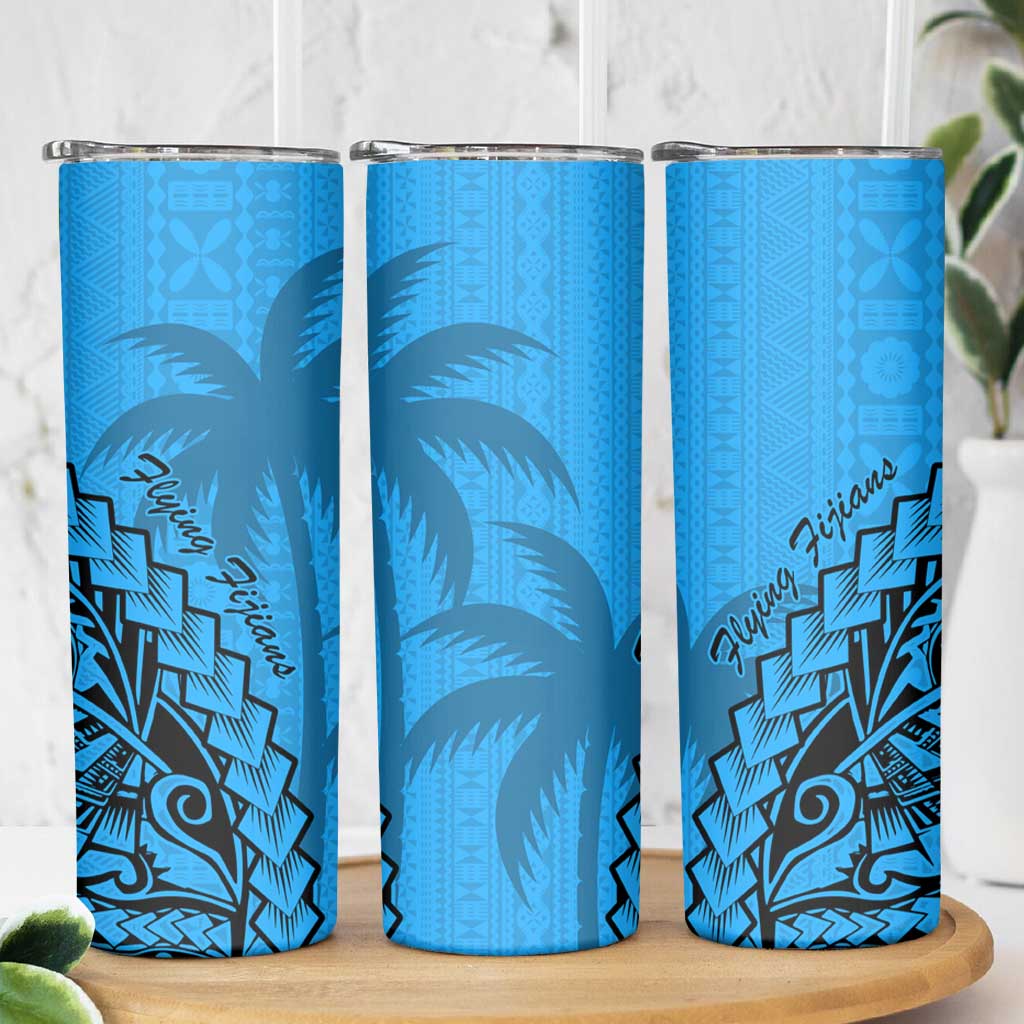 Blue Fiji Rugby Skinny Tumbler Kaiviti Fijian Tribal World Cup LT9 - Polynesian Pride