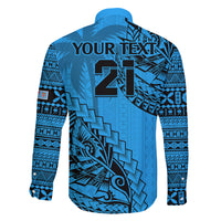 Custom Fiji Rugby Family Matching Off Shoulder Short Dress and Hawaiian Shirt Kaiviti Fijian Tribal World Cup Blue No1 LT9 - Polynesian Pride