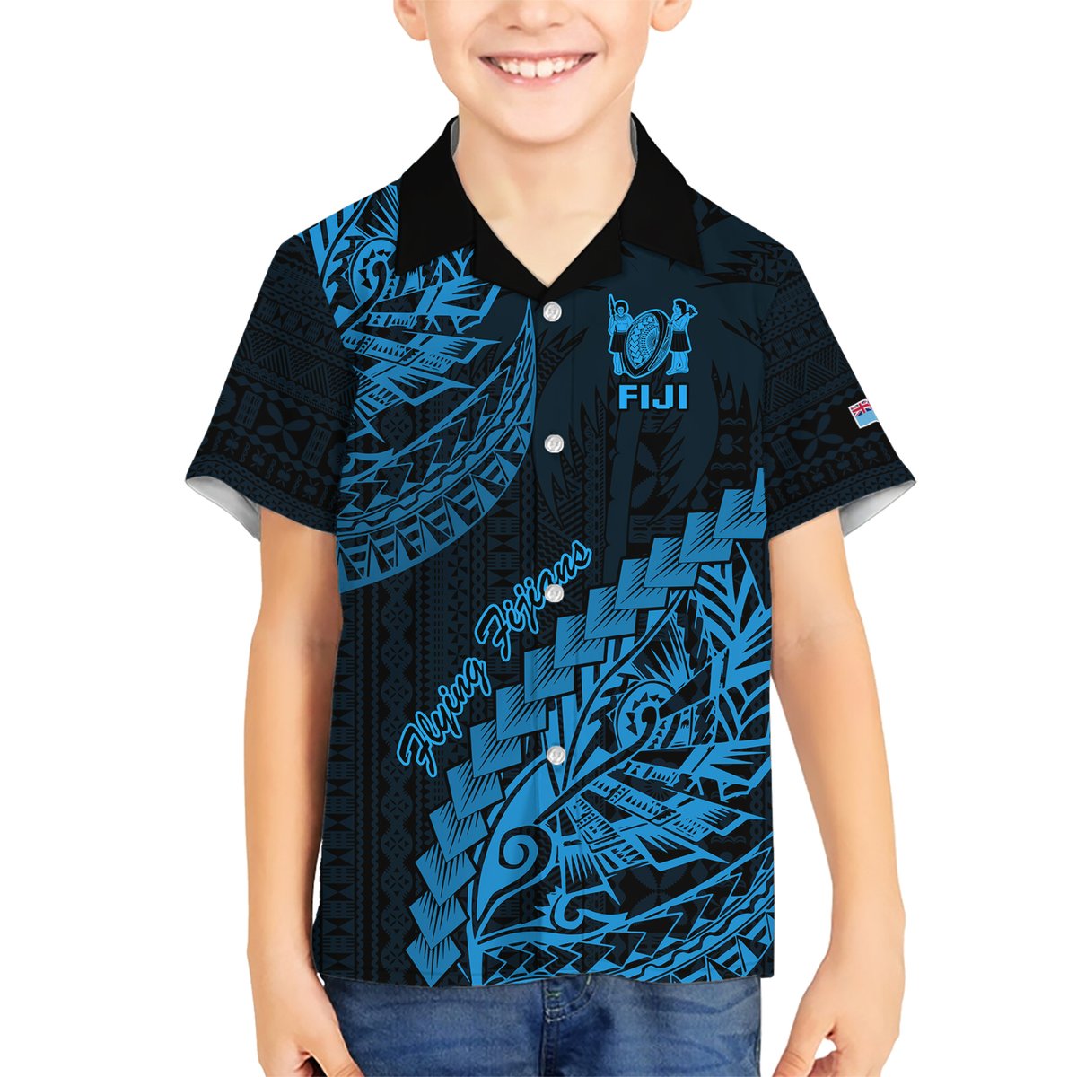 Custom Fiji Rugby Hawaiian Shirt Kaiviti Fijian Tribal World Cup Blue No2 LT9 - Polynesian Pride