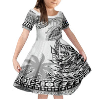 Fiji Rugby Kid Short Sleeve Dress Kaiviti Fijian Tribal World Cup White LT9 KID White - Polynesian Pride