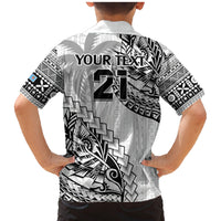 Custom Fiji Rugby Family Matching Mermaid Dress and Hawaiian Shirt Kaiviti Fijian Tribal World Cup White LT9 - Polynesian Pride