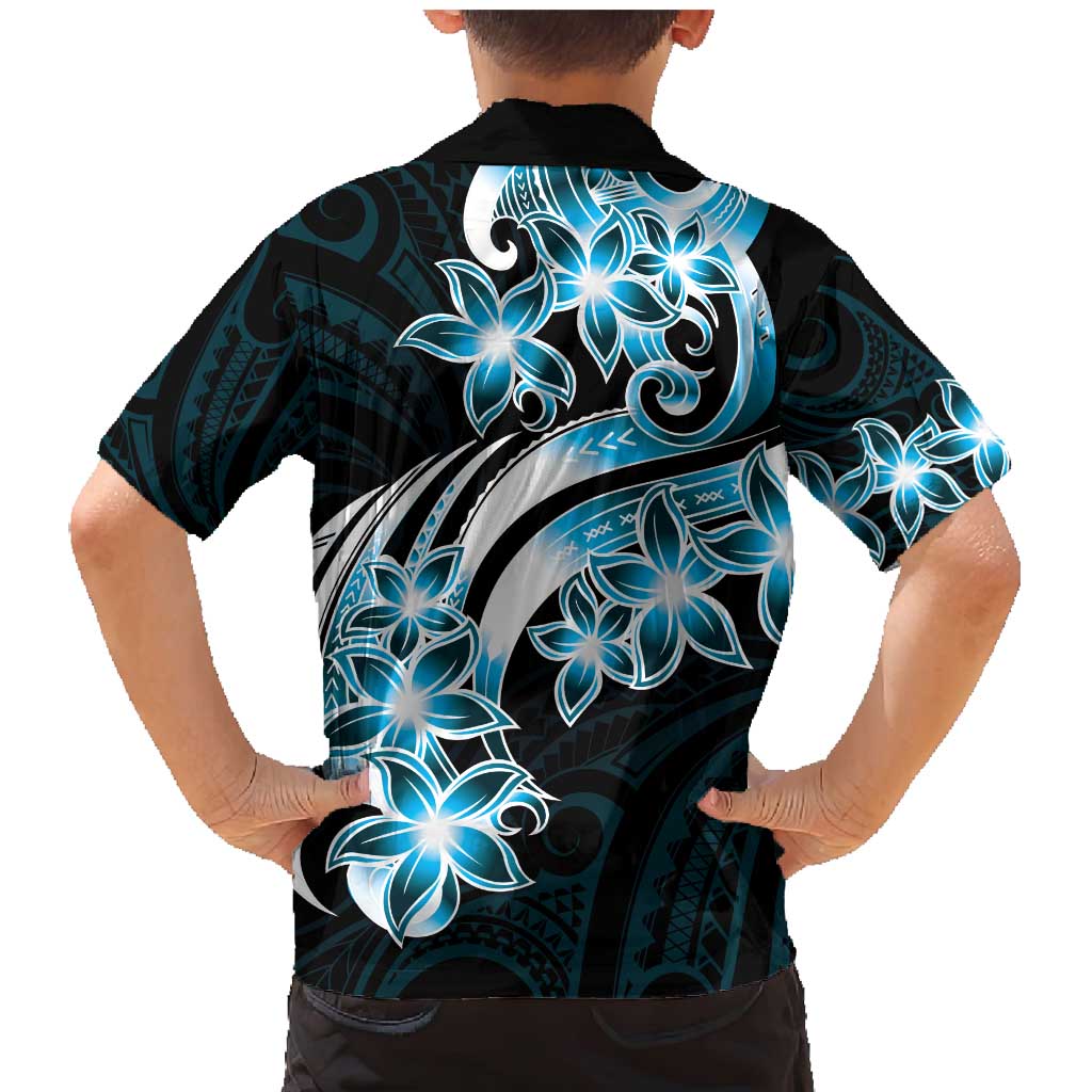 Plumeria Tribal Tattoo Family Matching Mermaid Dress and Hawaiian Shirt Blue Polynesian Pattern LT9 - Polynesian Pride