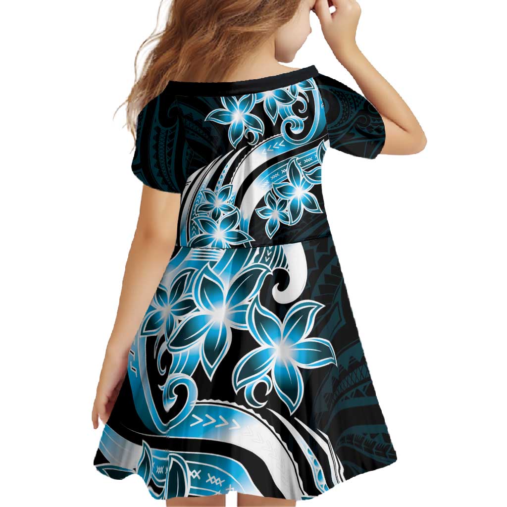 Plumeria Tribal Tattoo Family Matching Off Shoulder Maxi Dress and Hawaiian Shirt Blue Polynesian Pattern LT9 - Polynesian Pride