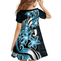 Plumeria Tribal Tattoo Family Matching Off Shoulder Maxi Dress and Hawaiian Shirt Blue Polynesian Pattern LT9 - Polynesian Pride
