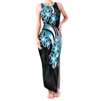 Plumeria Tribal Tattoo Family Matching Tank Maxi Dress and Hawaiian Shirt Blue Polynesian Pattern LT9 Mom's Dress Blue - Polynesian Pride