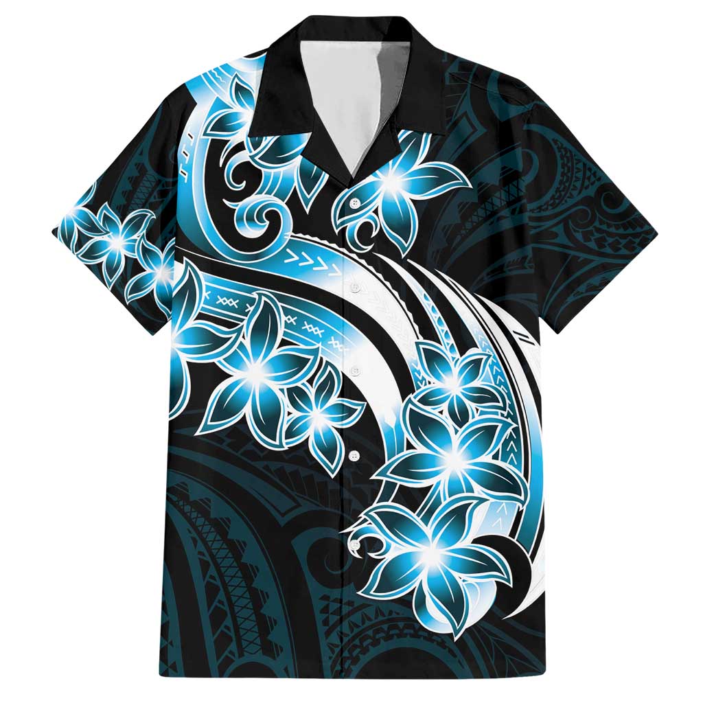 Plumeria Tribal Tattoo Hawaiian Shirt Blue Polynesian Pattern LT9 Blue - Polynesian Pride