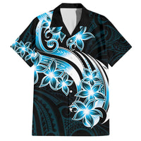 Plumeria Tribal Tattoo Hawaiian Shirt Blue Polynesian Pattern LT9 Blue - Polynesian Pride