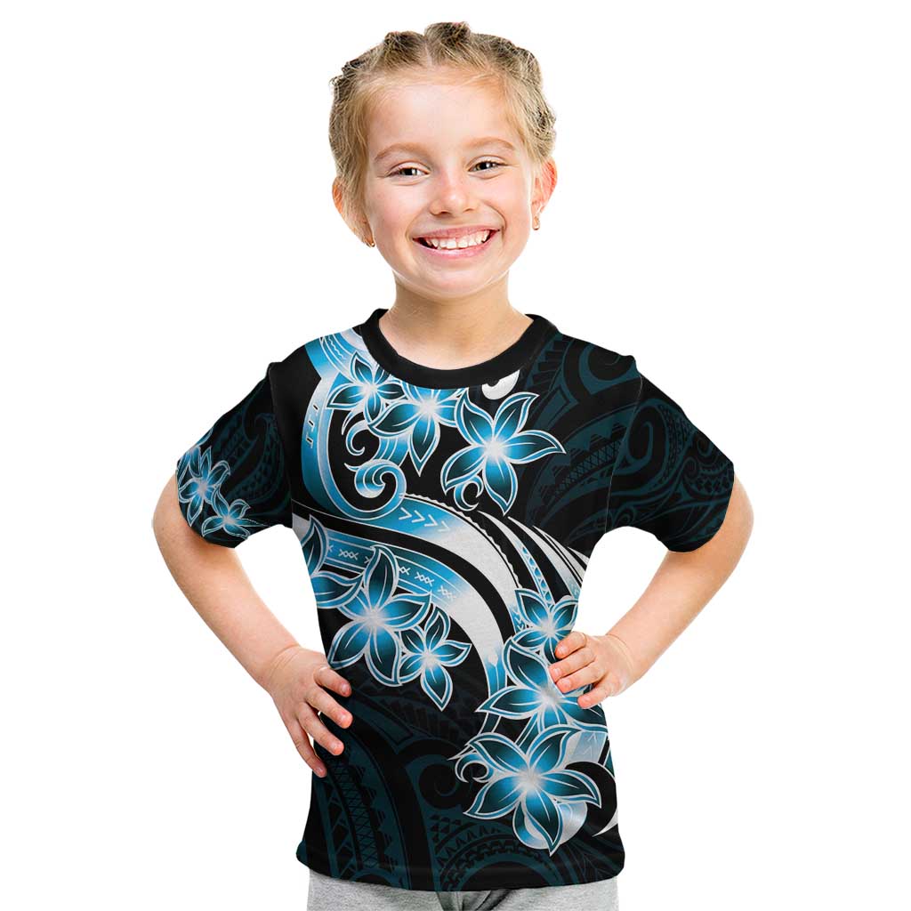 Plumeria Tribal Tattoo Kid T Shirt Blue Polynesian Pattern LT9 Blue - Polynesian Pride