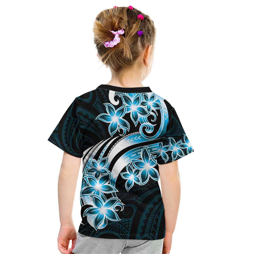 Plumeria Tribal Tattoo Kid T Shirt Blue Polynesian Pattern LT9 - Polynesian Pride