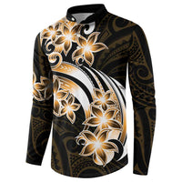 Plumeria Tribal Tattoo Button Sweatshirt Gold Polynesian Pattern
