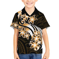 Plumeria Tribal Tattoo Family Matching Long Sleeve Bodycon Dress and Hawaiian Shirt Gold Polynesian Pattern LT9 Son's Shirt Gold - Polynesian Pride