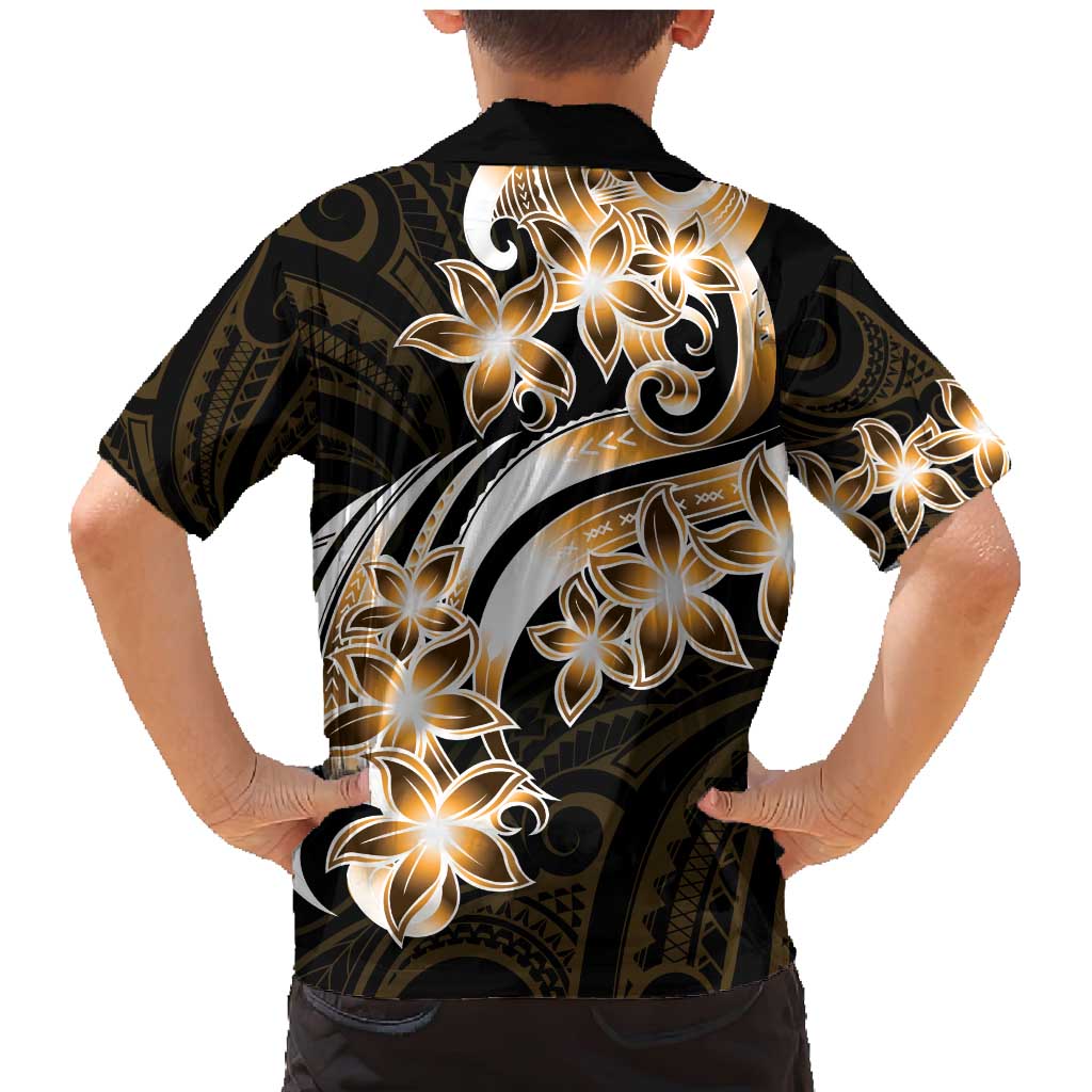 Plumeria Tribal Tattoo Family Matching Mermaid Dress and Hawaiian Shirt Gold Polynesian Pattern LT9 - Polynesian Pride