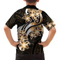 Plumeria Tribal Tattoo Family Matching Off Shoulder Maxi Dress and Hawaiian Shirt Gold Polynesian Pattern LT9 - Polynesian Pride
