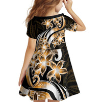 Plumeria Tribal Tattoo Family Matching Off Shoulder Short Dress and Hawaiian Shirt Gold Polynesian Pattern LT9 - Polynesian Pride