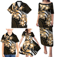 Plumeria Tribal Tattoo Family Matching Puletasi and Hawaiian Shirt Gold Polynesian Pattern LT9 - Polynesian Pride