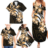 Plumeria Tribal Tattoo Family Matching Summer Maxi Dress and Hawaiian Shirt Gold Polynesian Pattern LT9 - Polynesian Pride