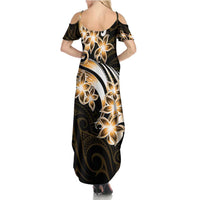 Plumeria Tribal Tattoo Family Matching Summer Maxi Dress and Hawaiian Shirt Gold Polynesian Pattern LT9 - Polynesian Pride