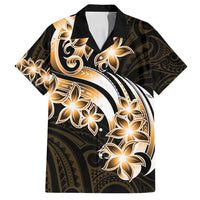 Plumeria Tribal Tattoo Family Matching Tank Maxi Dress and Hawaiian Shirt Gold Polynesian Pattern LT9 Dad's Shirt - Short Sleeve Gold - Polynesian Pride