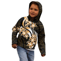 Plumeria Tribal Tattoo Kid Hoodie Gold Polynesian Pattern LT9 - Polynesian Pride
