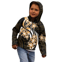 Plumeria Tribal Tattoo Kid Hoodie Gold Polynesian Pattern LT9 - Polynesian Pride